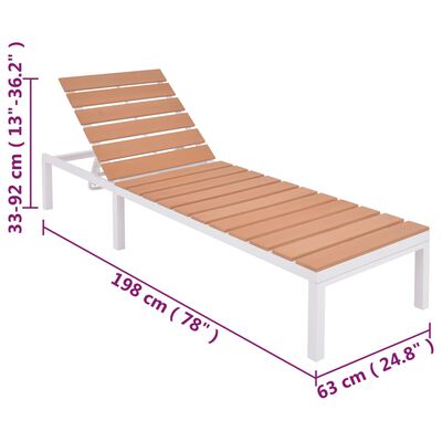 vidaXL Záhradné ležadlo so stolíkom, hliník a WPC, hnedé