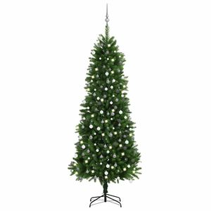 vidaXL Osvetlen&yacute; umel&yacute; vianočn&yacute; stromček s guľami 240 cm, zelen&yacute;