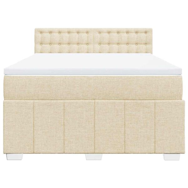 vidaXL Boxspring posteľ s matracom kr&eacute;mov&yacute; 140x190 cm l&aacute;tka