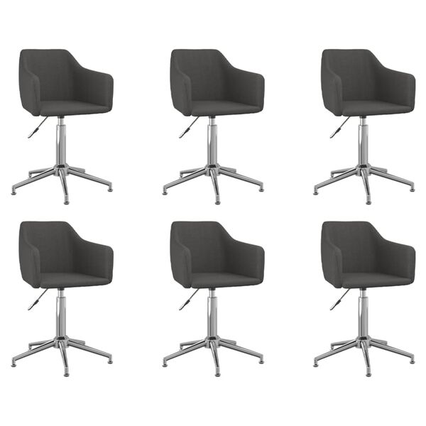 vidaXL Otočn&eacute; jed&aacute;lensk&eacute; stoličky 6 ks tmavosiv&eacute; l&aacute;tkov&eacute;