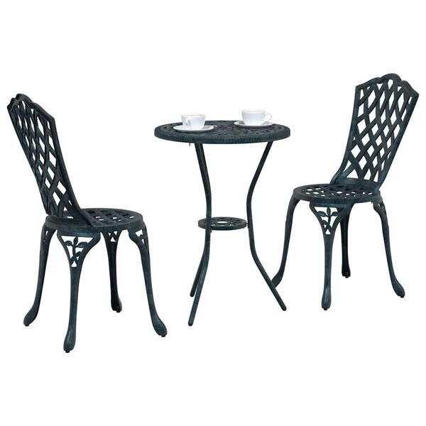 vidaXL Záhradný bistro set 3 pcs Zelená Hliník