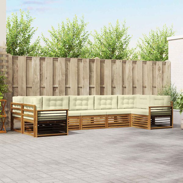 vidaXL S&uacute;pravy pohoviek 7 pcs Pr&iacute;rodn&aacute; a kr&eacute;mov&aacute; Pevn&eacute; ak&aacute;ciov&eacute; drevo