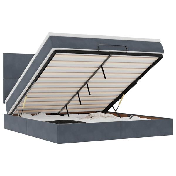 vidaXL Osmansk&yacute; r&aacute;m postele s matracmi tmavosiv&aacute; 180x200 cm zamat