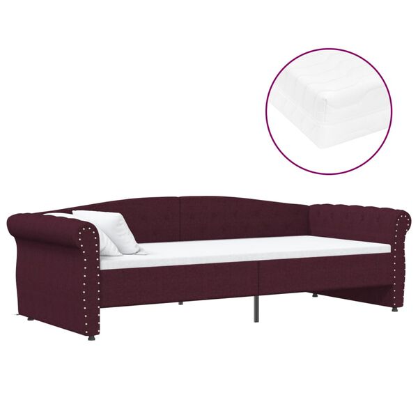 vidaXL Pohovka s matracom a USB fialov&aacute; l&aacute;tkov&aacute; 90x200 cm