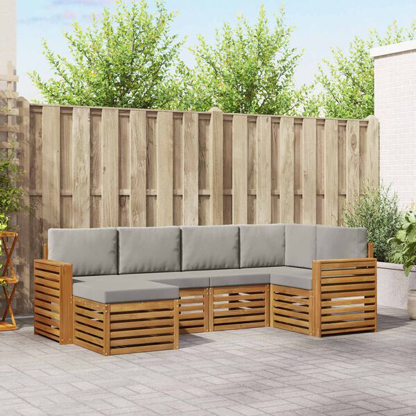 vidaXL Sada rohov&yacute;ch gaučov s vank&uacute;&scaron;om 6 pcs Pr&iacute;rodn&aacute; a svetlosiv&aacute;