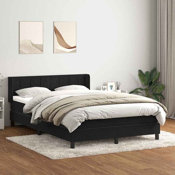 vidaXL Posteľn&yacute; r&aacute;m boxspring s matracom čierny 140x210 cm zamat