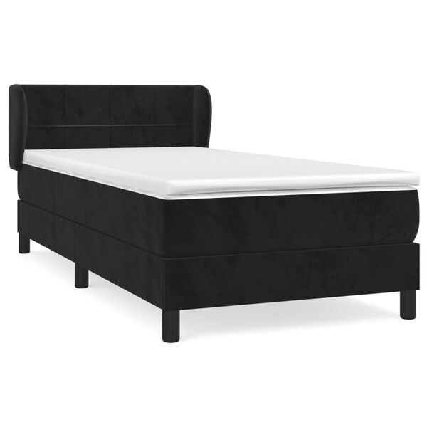 vidaXL Posteľn&yacute; r&aacute;m boxspring s matracom čierny 90x190 cm zamat