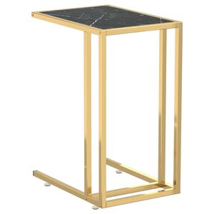 vidaXL Poč&iacute;tačov&yacute; bočn&yacute; stol&iacute;k čierny mramor 50x35x65 cm tvrden&eacute; sklo