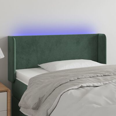 vidaXL Čelo postele s LED tmavozelené 83x16x78/88 cm zamat