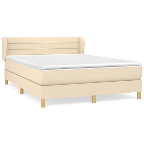 vidaXL Boxspring posteľ s matracom kr&eacute;mov&yacute; 140x190 cm l&aacute;tka