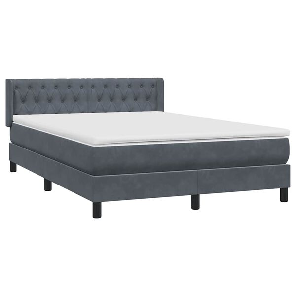 vidaXL Posteľn&yacute; r&aacute;m boxspring s matracom tmavosiv&yacute; 140x210 cm zamat