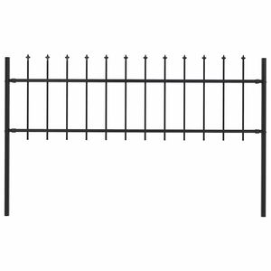 vidaXL Z&aacute;hradn&yacute; plot Woerden s vrchnou časťou v tvare o&scaron;tepu, oceľov&yacute; 170x60 cm, čierny