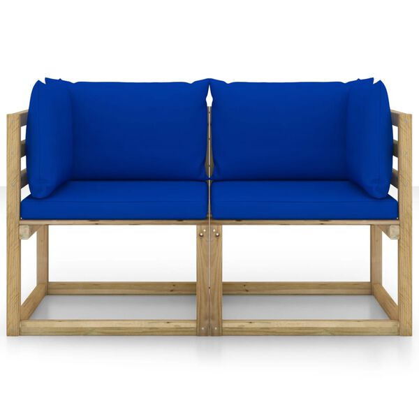 vidaXL Z&aacute;hradn&eacute; rohov&eacute; pohovky+podložky 2 ks, impregnovan&aacute; borovica