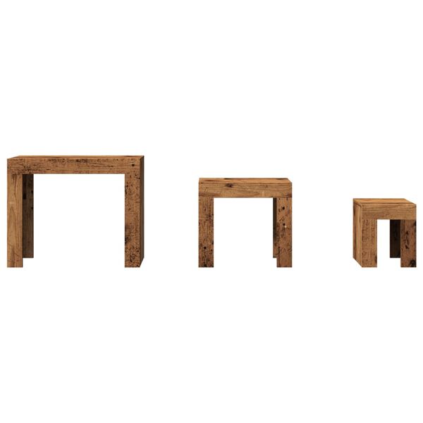 vidaXL Zasúvacie konferenčné stolíky 3 ks staré drevo kompozitné drevo