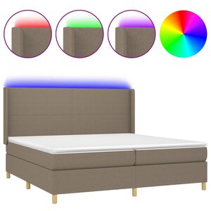 vidaXL Posteľ boxsping s matracom a LED sivohned&aacute; 200x200 cm l&aacute;tka