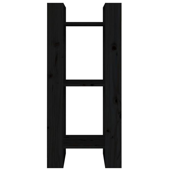 vidaXL Knižnica/deliaca stena čierna 41x35x91 cm masívna borovica
