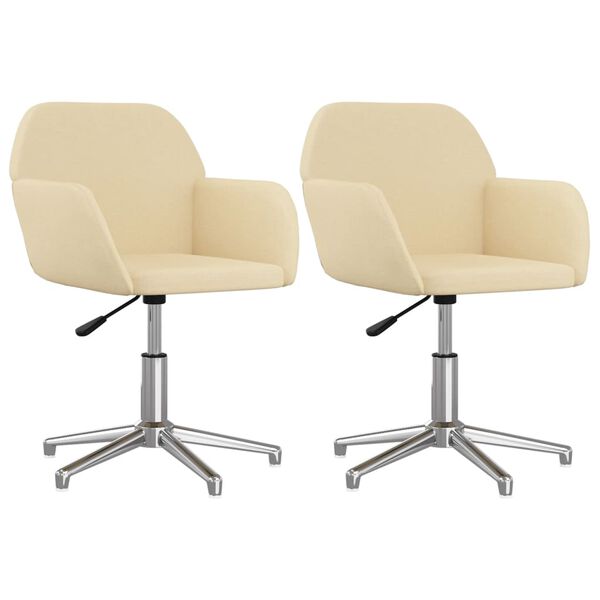 vidaXL Otočné jedálenské stoličky 2 ks krémové látkové