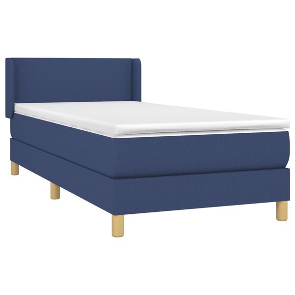 vidaXL Posteľn&yacute; r&aacute;m boxspring s matracom modr&yacute; 90x190 cm l&aacute;tka