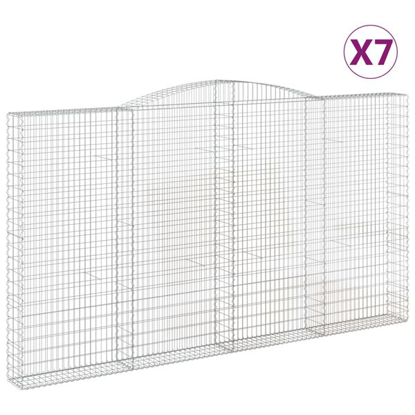 vidaXL Oblúkový gabionový kôš 7 ks 400x30x220/240cm pozinkované železo