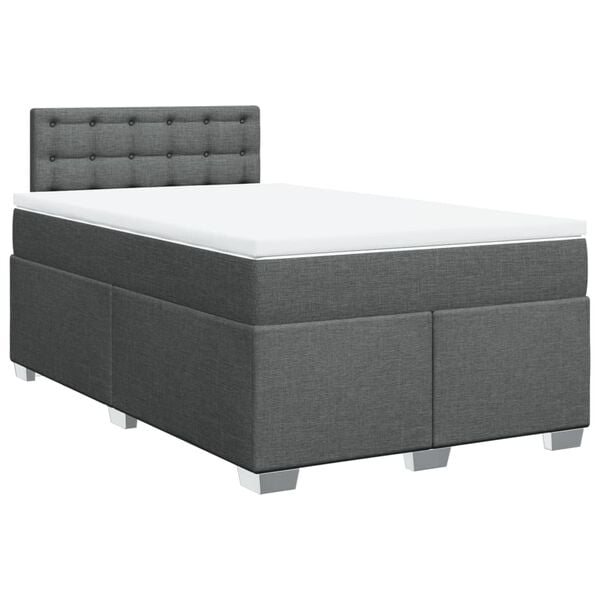 vidaXL Boxspring posteľ s matracom, tmavosiv&aacute; 120x190 cm, l&aacute;tka