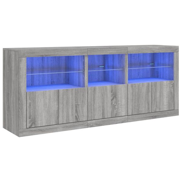 vidaXL Komoda s LED svetlami sivá sonoma 162x37x67 cm