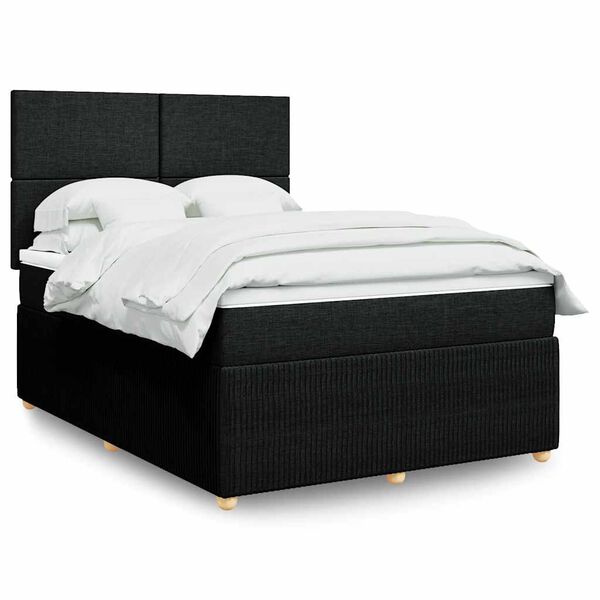 vidaXL Posteľn&yacute; r&aacute;m boxspring s matracom čierny 160x200 cm l&aacute;tka
