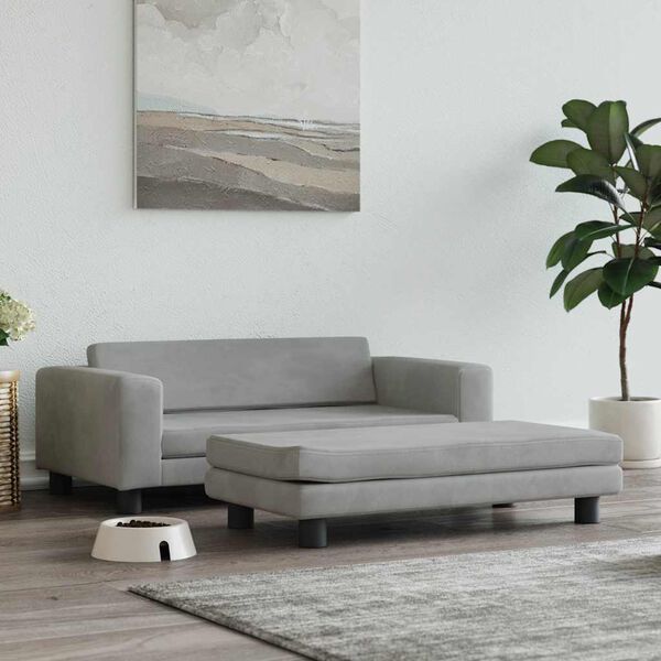 VidaXL Pelech pre psa s nadstavcom svetlosiv&yacute; 100x50x30 cm zamat