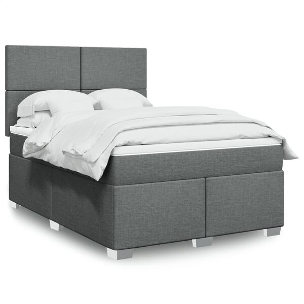 vidaXL Boxspring posteľ s matracom tmavosiv&aacute; 140x190 cm l&aacute;tka