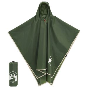 vidaXL Pončo do dažďa s kapucňou dizajn 2 v 1 zelen&eacute; 223x145 cm