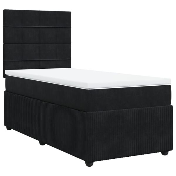 vidaXL Posteľn&yacute; r&aacute;m boxspring s matracom čierny 90x190 cm zamat