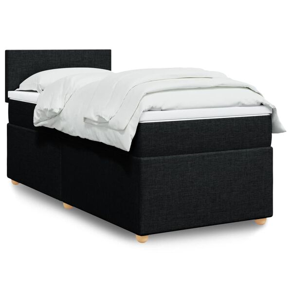 vidaXL Posteľn&yacute; r&aacute;m boxspring s matracom čierny 90x200 cm l&aacute;tka