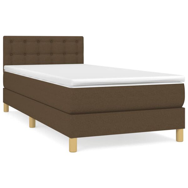 vidaXL Boxspring posteľ s matracom tmavohned&aacute; 100x200 cm l&aacute;tka