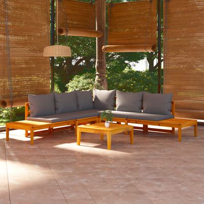 vidaXL 4-dielny záhradný sedací set a tmavosivé sedáky akáciové drevo