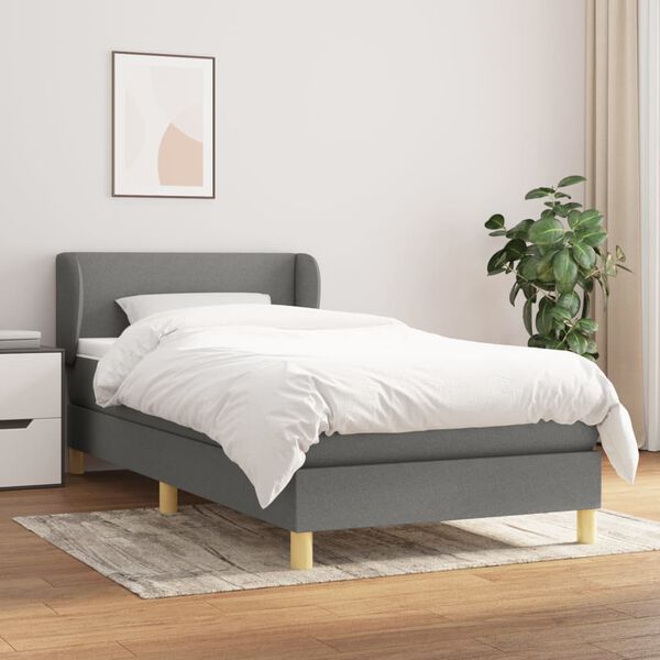 vidaXL Boxspring posteľ s matracom tmavosiv&aacute; 90x200 cm l&aacute;tka