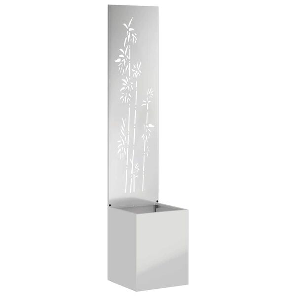 vidaXL Záhradný Kvetináč s Dekoratívnym Panelom Strieborná 32 x 140 cm