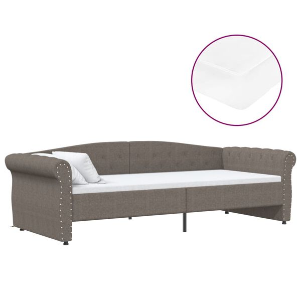 vidaXL Pohovka s matracom USB sivohned&aacute; l&aacute;tkov&aacute; 90x200 cm