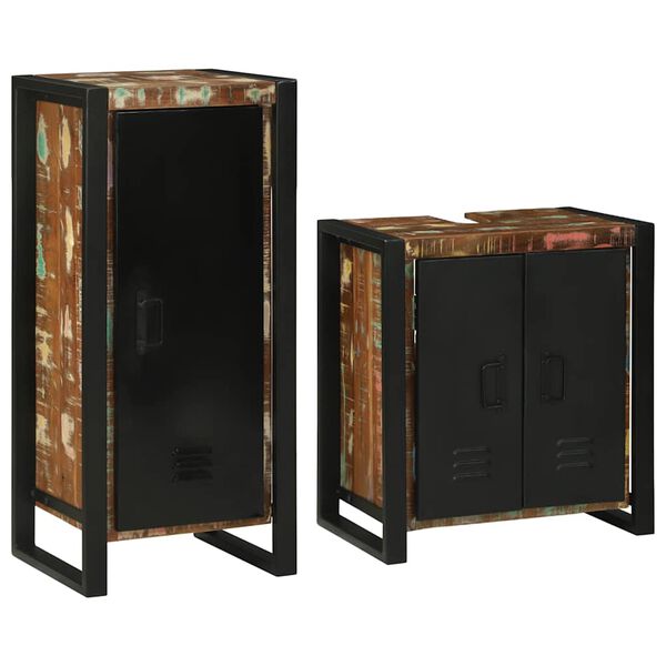 vidaXL Sada kúpeľňového nábytku 2 pcs Masívne recyklované drevo