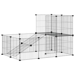 VidaXL 20-panelov&aacute; klietka pre dom&aacute;ce zvierat&aacute; čierna 35x35 cm oceľ