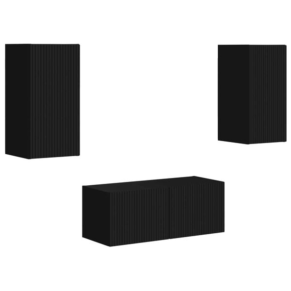 vidaXL Zostava TV skriniek N&aacute;stenn&yacute; 6 pcs Čierna Kompozitn&eacute; drevo