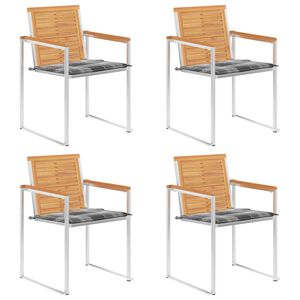 vidaXL Z&aacute;hradn&eacute; stoličky 4 ks s podložkami t&iacute;kov&yacute; mas&iacute;v