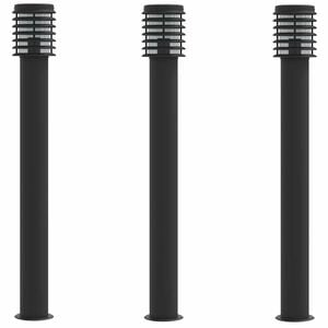 vidaXL Vonkaj&scaron;ie stojace lampy 3 ks čierne 110 cm nehrdzavej&uacute;ca oceľ