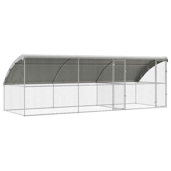 vidaXL Ps&iacute; kennel 3 pcs Strieborn&aacute; 6 x 2 x 2 m Pozinkovan&aacute; oceľ