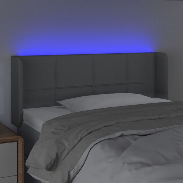 vidaXL Čelo postele s LED bledosiv&eacute; 93x16x78/88 cm l&aacute;tka