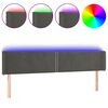 vidaXL Čelo postele s LED tmavosiv&eacute; 163x16x78/88 cm zamat