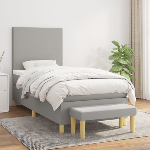 vidaXL Boxspring posteľ s matracom bledosiv&yacute; 100x200 cm l&aacute;tka