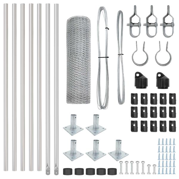 vidaXL Stĺp na plot. Strieborn&aacute; 10 x 0,6 m (25 mm sieť) Oceľ