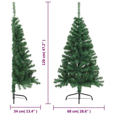 vidaXL Umelý polovičný vianočný stromček+stojan, zelený 120 cm, PVC