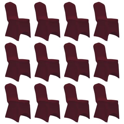 vidaXL Návleky na stoličku burgundské červené 12 ks naťahovacie