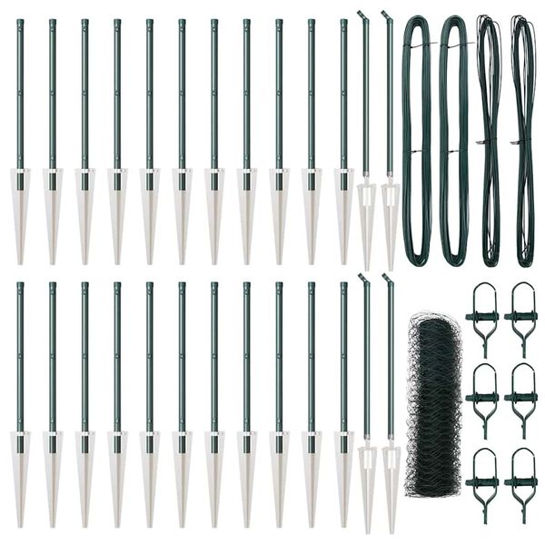 vidaXL Stĺp na plot. Zelen&aacute; 50 x 1 m (50 mm sieť) Ocel a PVC