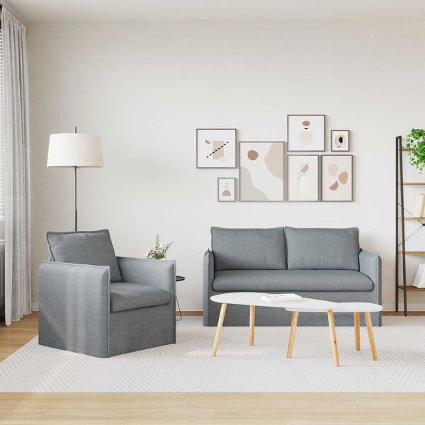 vidaXL Pohovka 2 pcs Svetlosiv&aacute; 196 x 82 x 85 cm l&aacute;tka